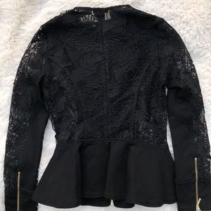 Black Lace Peplum Top